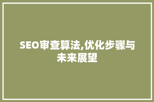 SEO审查算法,优化步骤与未来展望 头条优化