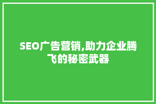 SEO广告营销,助力企业腾飞的秘密武器 小程序开发
