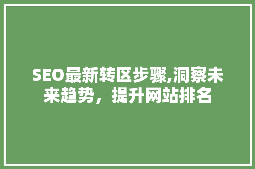 SEO最新转区步骤,洞察未来趋势，提升网站排名