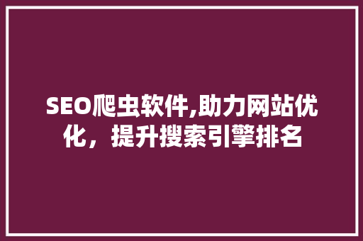 SEO爬虫软件,助力网站优化，提升搜索引擎排名
