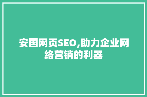 安国网页SEO,助力企业网络营销的利器