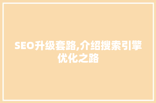 SEO升级套路,介绍搜索引擎优化之路