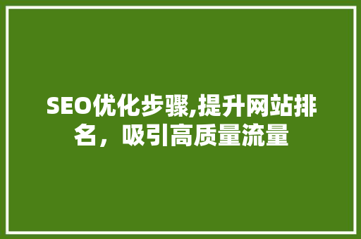 SEO优化步骤,提升网站排名，吸引高质量流量 网站开发