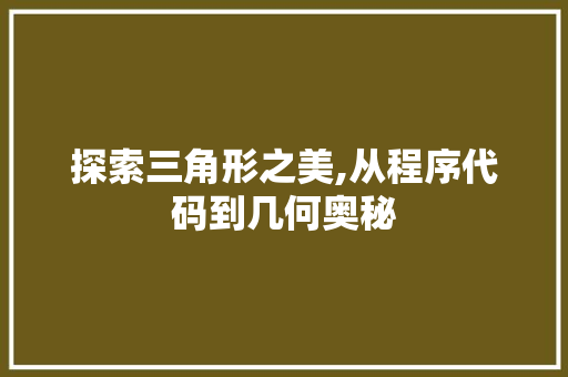 探索三角形之美,从程序代码到几何奥秘 探索三角形之美,从程序代码到几何奥秘 英文谷歌算法