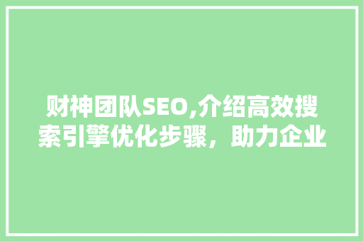 财神团队SEO,介绍高效搜索引擎优化步骤，助力企业腾飞