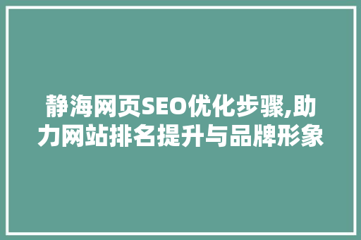 静海网页SEO优化步骤,助力网站排名提升与品牌形象塑造