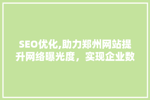SEO优化,助力郑州网站提升网络曝光度，实现企业数字化转型