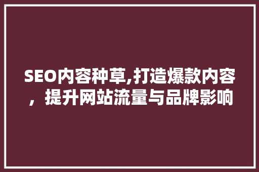 SEO内容种草,打造爆款内容，提升网站流量与品牌影响力