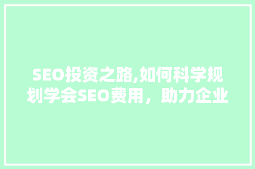 SEO投资之路,如何科学规划学会SEO费用，助力企业网络营销腾飞 英文谷歌算法