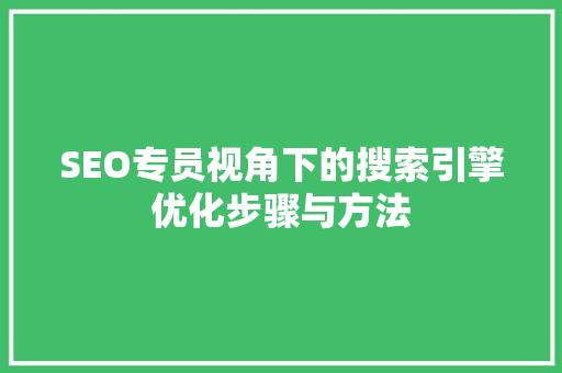SEO专员视角下的搜索引擎优化步骤与方法 AI技术学习
