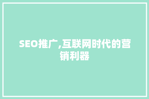 SEO推广,互联网时代的营销利器