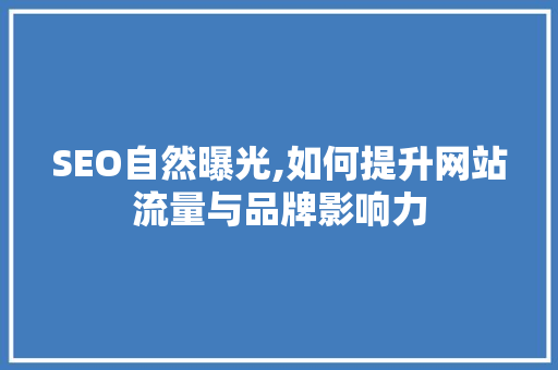 SEO自然曝光,如何提升网站流量与品牌影响力