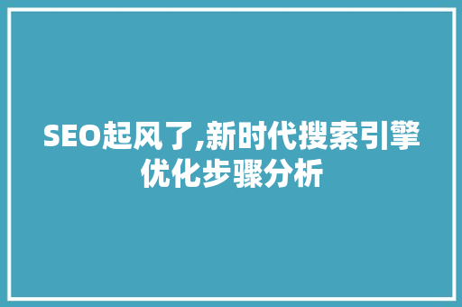 SEO起风了,新时代搜索引擎优化步骤分析