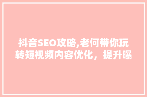 抖音SEO攻略,老何带你玩转短视频内容优化，提升曝光率与转化率