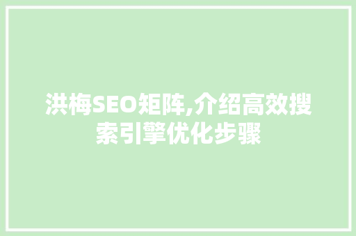 洪梅SEO矩阵,介绍高效搜索引擎优化步骤