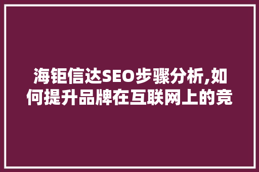 海钜信达SEO步骤分析,如何提升品牌在互联网上的竞争力 AI技术学习