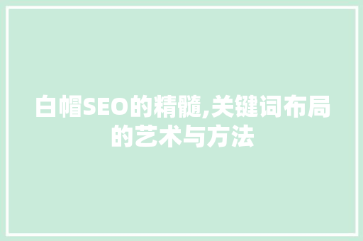 白帽SEO的精髓,关键词布局的艺术与方法 网站优化