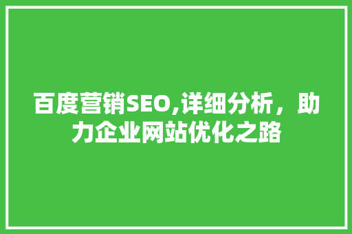 百度营销SEO,详细分析，助力企业网站优化之路