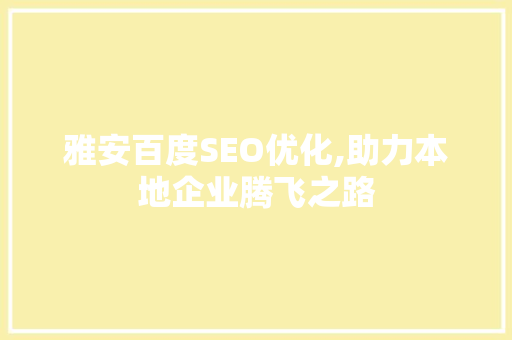 雅安百度SEO优化,助力本地企业腾飞之路 网站优化