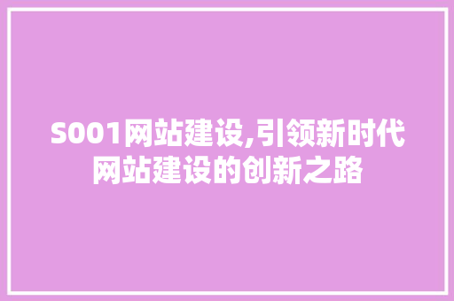 S001网站建设,引领新时代网站建设的创新之路