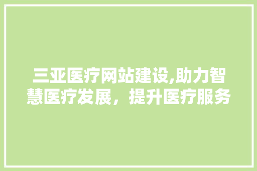 三亚医疗网站建设,助力智慧医疗发展，提升医疗服务品质