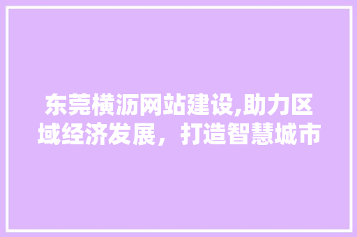 东莞横沥网站建设,助力区域经济发展，打造智慧城市新名片
