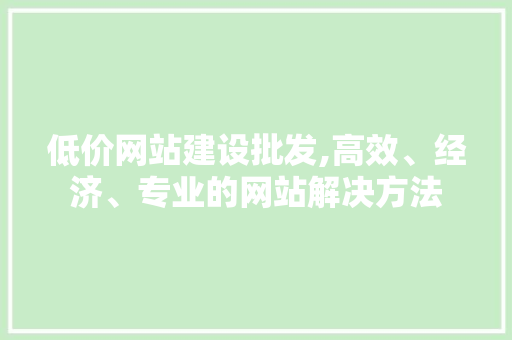 低价网站建设批发,高效、经济、专业的网站解决方法 头条优化