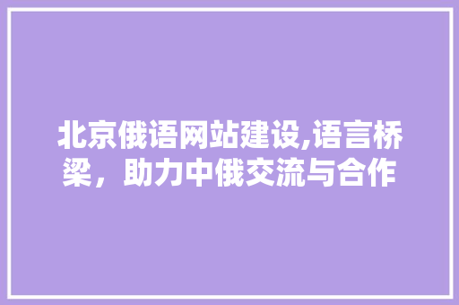 北京俄语网站建设,语言桥梁，助力中俄交流与合作
