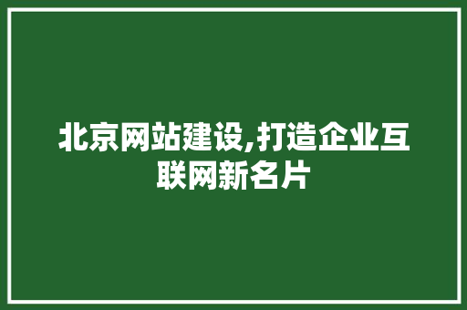 北京网站建设,打造企业互联网新名片