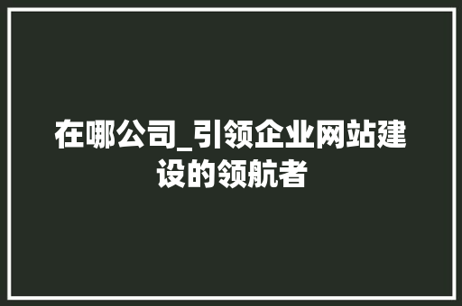 在哪公司_引领企业网站建设的领航者