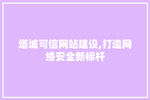 塔城可信网站建设,打造网络安全新标杆