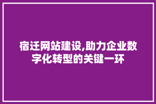 宿迁网站建设,助力企业数字化转型的关键一环