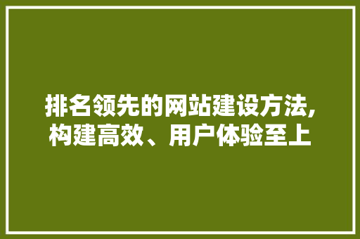 排名领先的网站建设方法,构建高效、用户体验至上