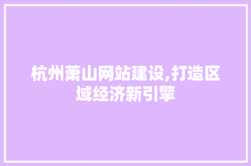 杭州萧山网站建设,打造区域经济新引擎 网站优化