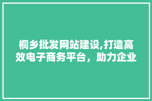 桐乡批发网站建设,打造高效电子商务平台，助力企业腾飞