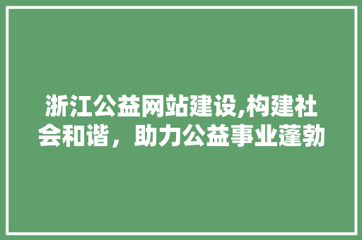 浙江公益网站建设,构建社会和谐，助力公益事业蓬勃发展