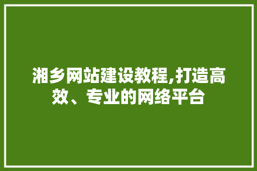 湘乡网站建设教程,打造高效、专业的网络平台