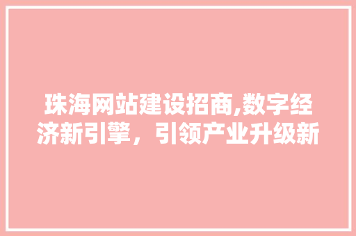 珠海网站建设招商,数字经济新引擎，引领产业升级新潮流