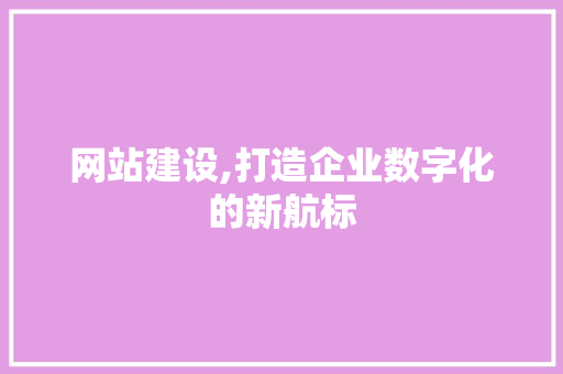 网站建设,打造企业数字化的新航标