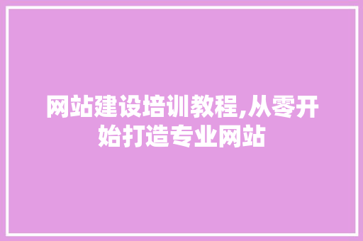 网站建设培训教程,从零开始打造专业网站