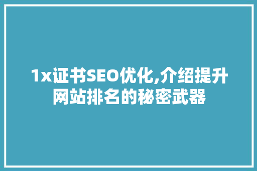1x证书SEO优化,介绍提升网站排名的秘密武器