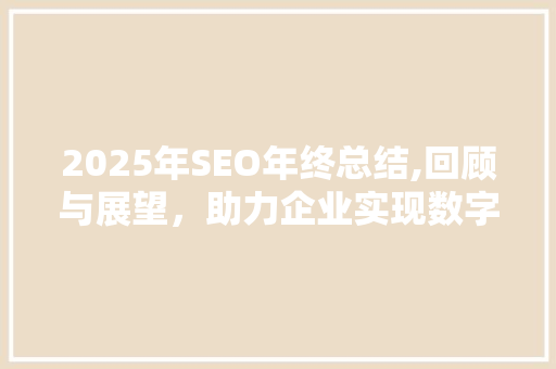 2025年SEO年终总结,回顾与展望，助力企业实现数字化转型