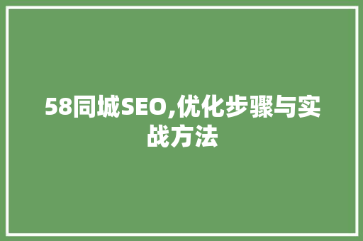 58同城SEO,优化步骤与实战方法