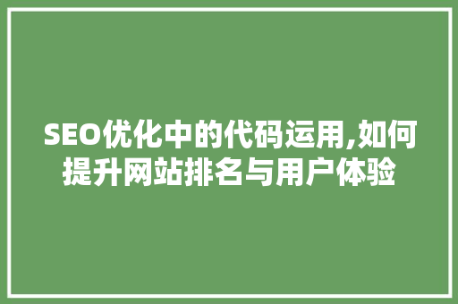 SEO优化中的代码运用,如何提升网站排名与用户体验