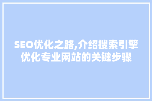 SEO优化之路,介绍搜索引擎优化专业网站的关键步骤 seo技术