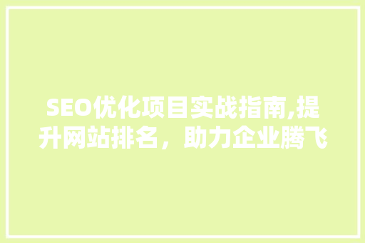SEO优化项目实战指南,提升网站排名，助力企业腾飞