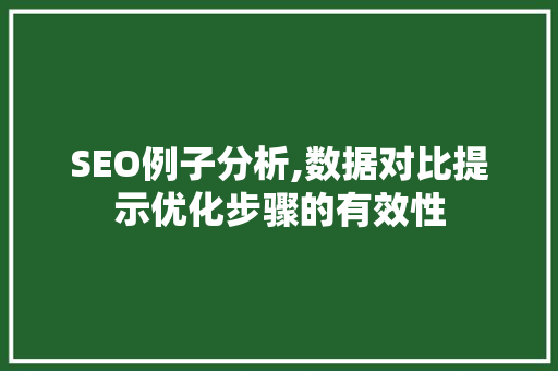 SEO例子分析,数据对比提示优化步骤的有效性