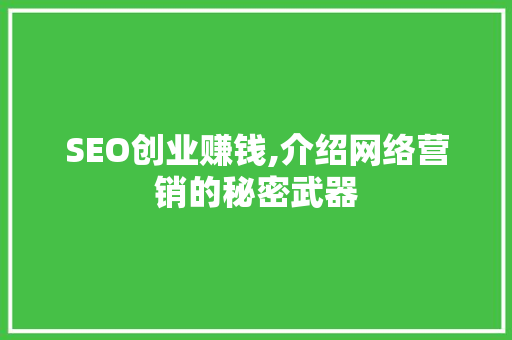 SEO创业赚钱,介绍网络营销的秘密武器 seo技术