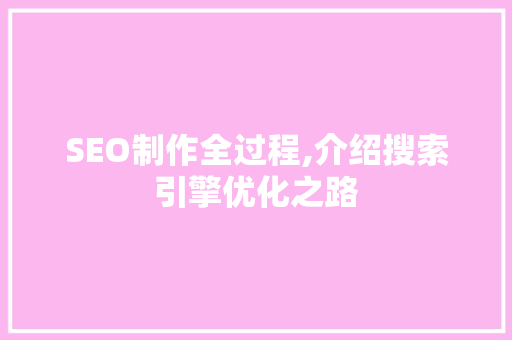 SEO制作全过程,介绍搜索引擎优化之路 AI技术学习