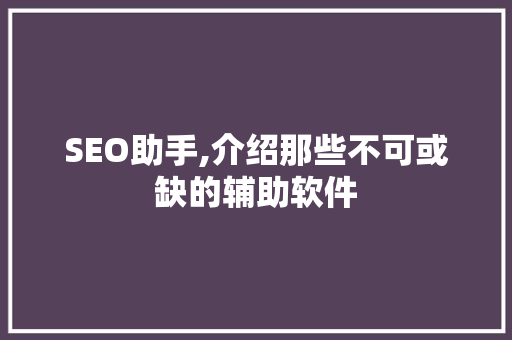 SEO助手,介绍那些不可或缺的辅助软件 网站优化